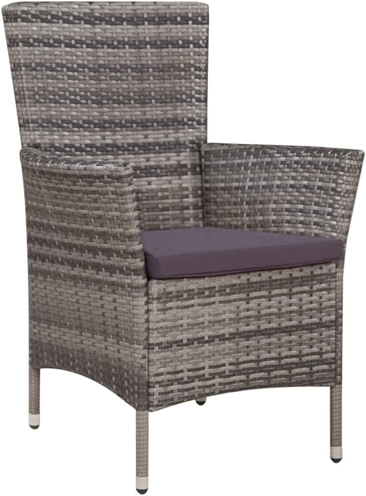 Tidyard Table and Chairs Garden Set with Chairs, Dining Set for Garden, Patio, Bistro Furniture Set, with 2 Cushions, Removable Cushions, Modern Style, Grey - QUORE