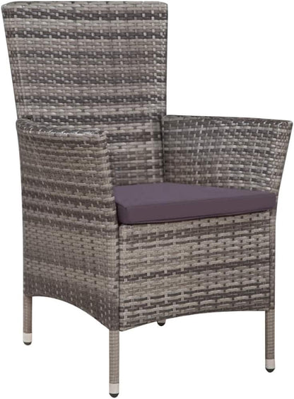 Tidyard Table and Chairs Garden Set with Chairs, Dining Set for Garden, Patio, Bistro Furniture Set, with 2 Cushions, Removable Cushions, Modern Style, Grey - QUORE