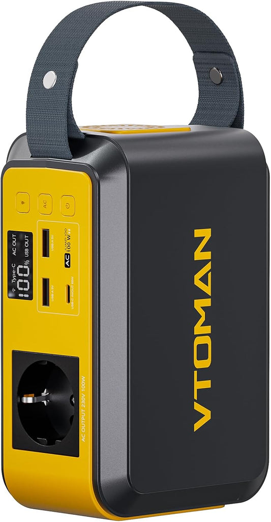 VTOMAN Jump Draagbare powerstation, 100 W, zonnegenerator, 88,8 Wh LifePO4-batterij, AC 100 W (piekvermogen 200 W) stopcontact en PD 65 W snel opladen, voor camping, buiten, reizen