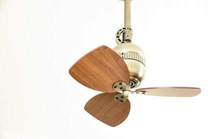 Plafondventilator/Wandventilator Antiek Messing/Walnoot – Ventilator – Kamerventilator – Koelventilator – Luchtcirculator – 45,7 Cm Compact Voor Kleine Ruimtes – Stille AC-Motor Met 4 Snelheden