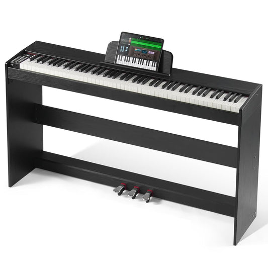 Digitale piano – Elektrische piano – Keyboard – E-piano – Piano toetsenbord – 88 volledig gewogen toetsen – Dubbel toetsenbord met 200 tonen en Bluetooth/MIDI