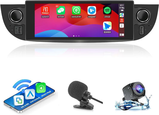 Car Radio for Fiat 500 2007 – 2015 with Android Car and Wireless CarPlay, RDS Car Radio Android 13 Stereo [2G + 32G] with Rear Camera/Microphone/Canbus Box/USB Port/App Store (Black) - QUORE