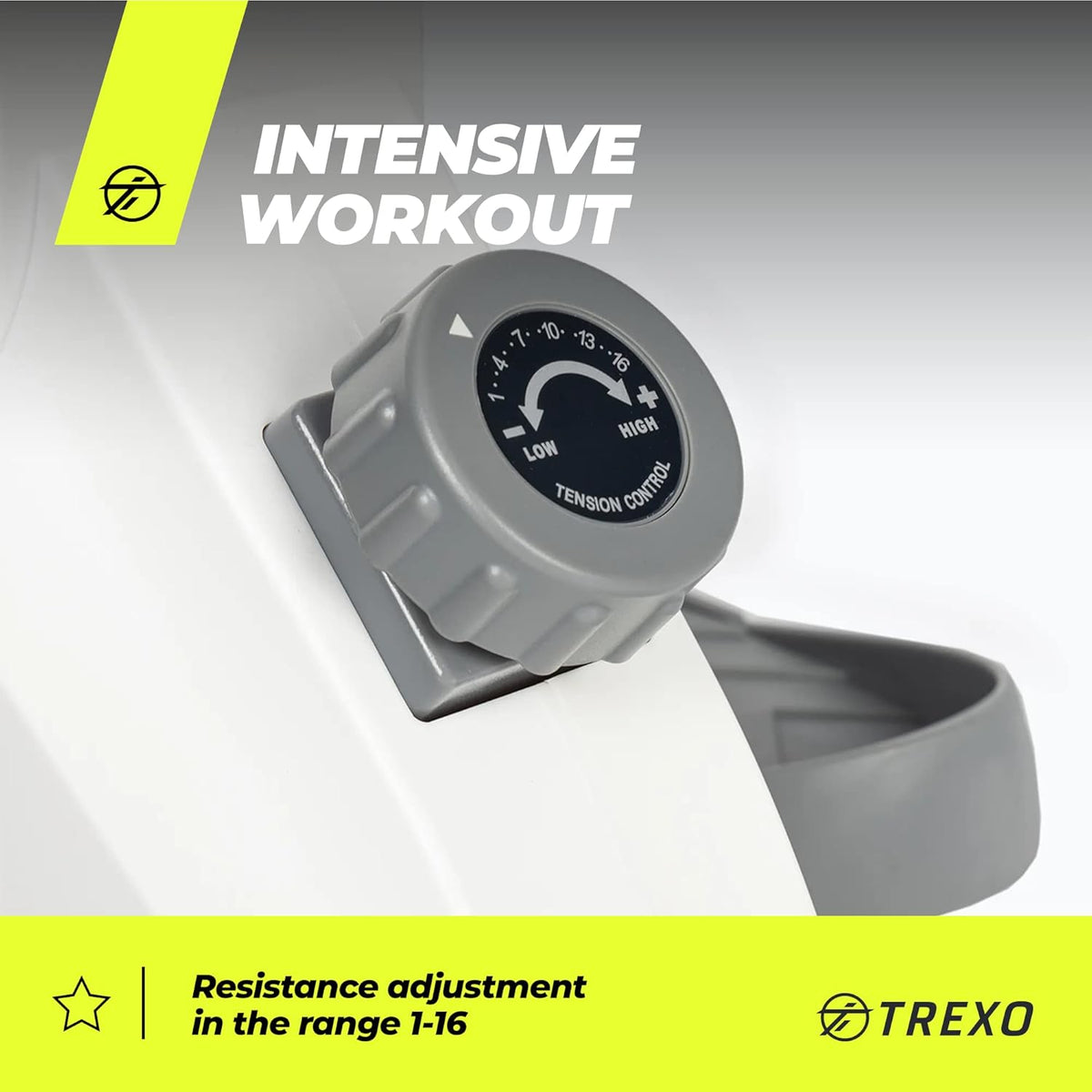TREXO RM100 Rowing Machine with Magnetic Resistance System, 1-16 Flywheel, 3.5 kg, Weight Indication, Stable Construction, Ergometer, Rowing Machine - QUORE