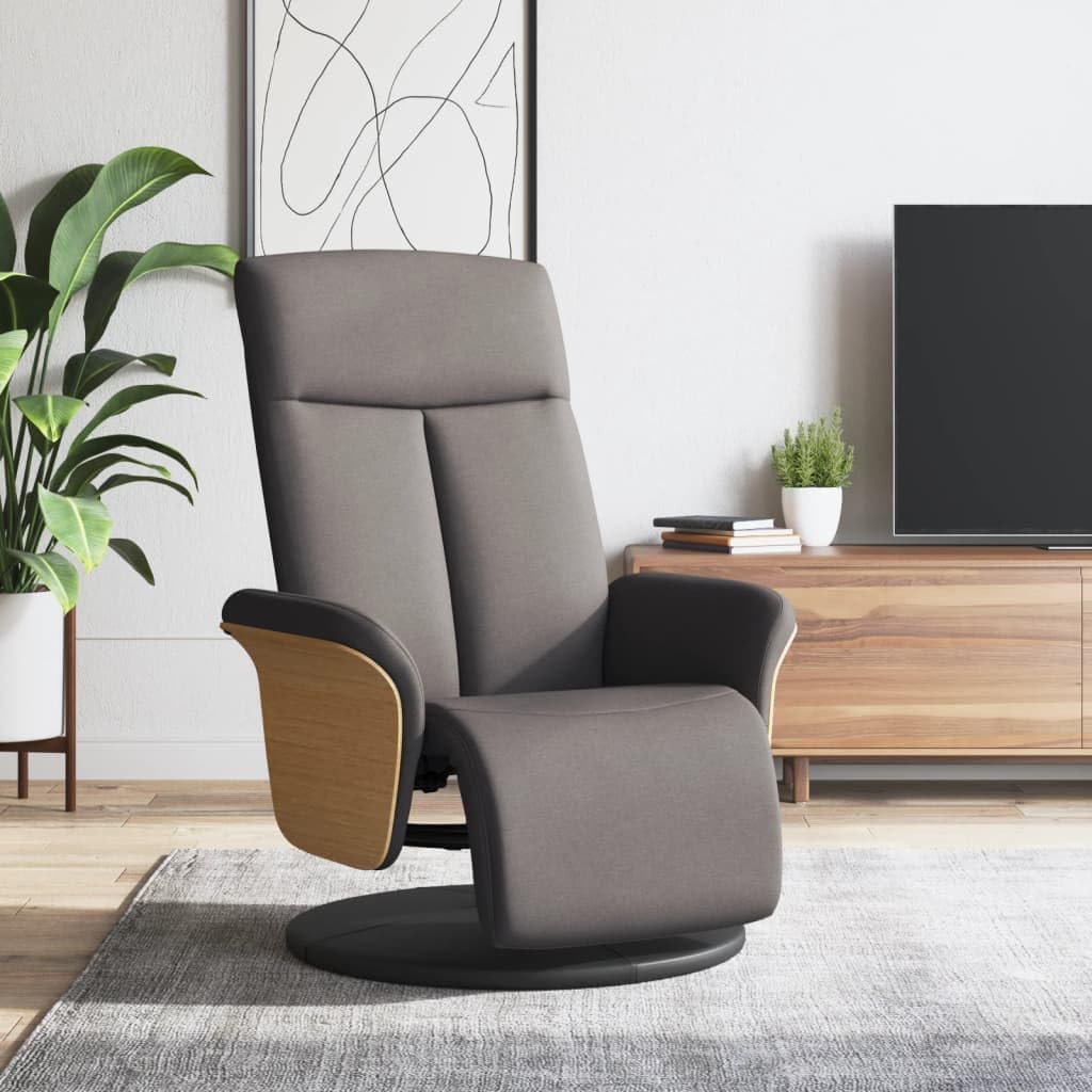 Fauteuil Verstelbaar – Relaxstoel – Draaistoel – Zithoekstoel – Comfortstoel – Verstelbare Rugleuning 105-125° – 360° Draaibaar – Taupe Stof – Met Voetensteun