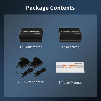 TESmart VGA KVM Extender 1920 * 1200@60Hz, Over CAT5e/6 UTP/FTP Kabelverlenger tot 300M/1000FT, Over Ethernet CAT5e CAT6 Verlenger