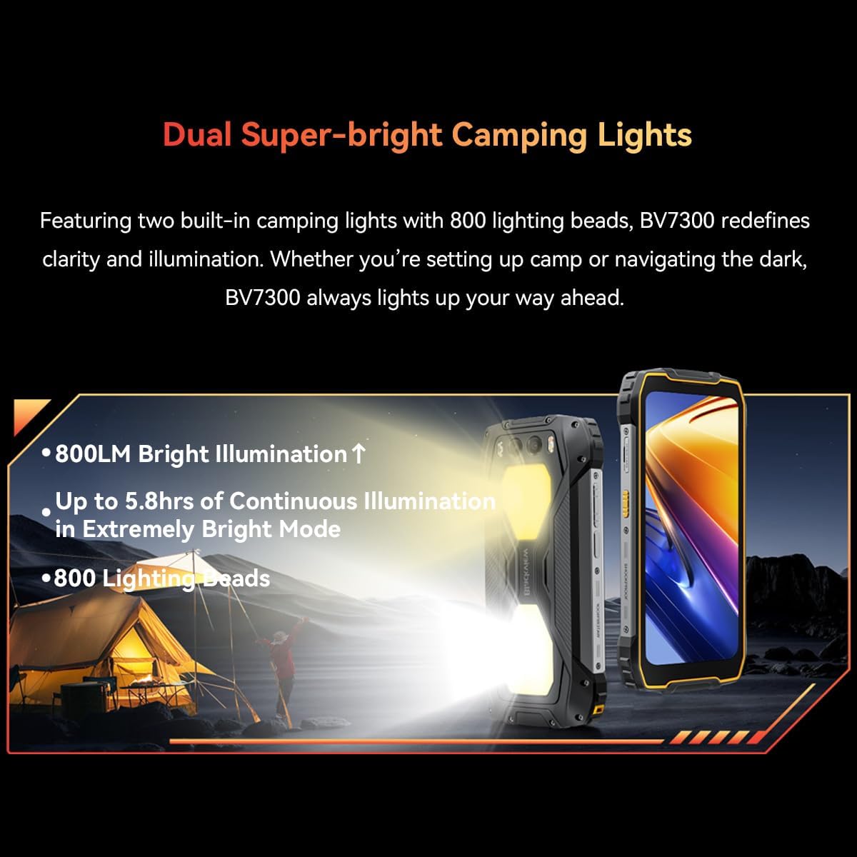 Blackview BV7300 robuuste smartphone Android 14, 18GB+256GB/2TB TF, 15000mAh 45W snelladen, 50MP+32MP+20MP nachtzichtcamera, 6,67" FHD+, 800LM kamplicht robuuste telefoon