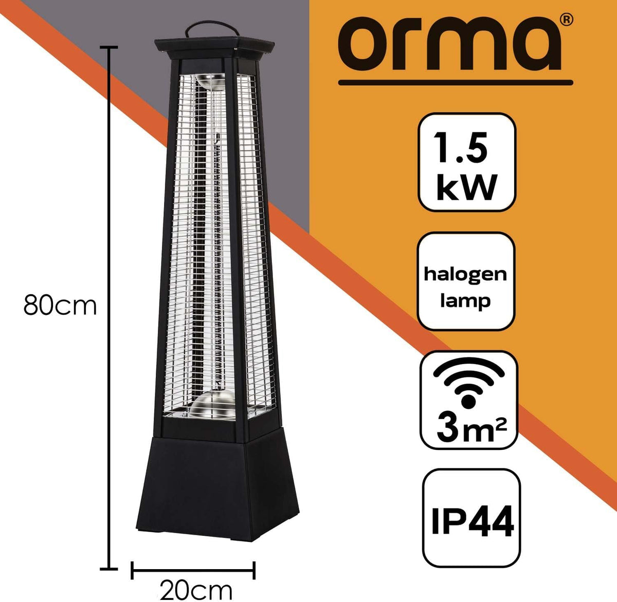 Torenverwarming – Buitenheater – Terrasverwarming – Vloerverwarming – Zwarte Vloerstaande Kachel – 1500W Vermogen – IP44 Waterdicht