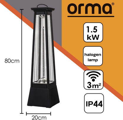 Torenverwarming – Buitenheater – Terrasverwarming – Vloerverwarming – Zwarte Vloerstaande Kachel – 1500W Vermogen – IP44 Waterdicht