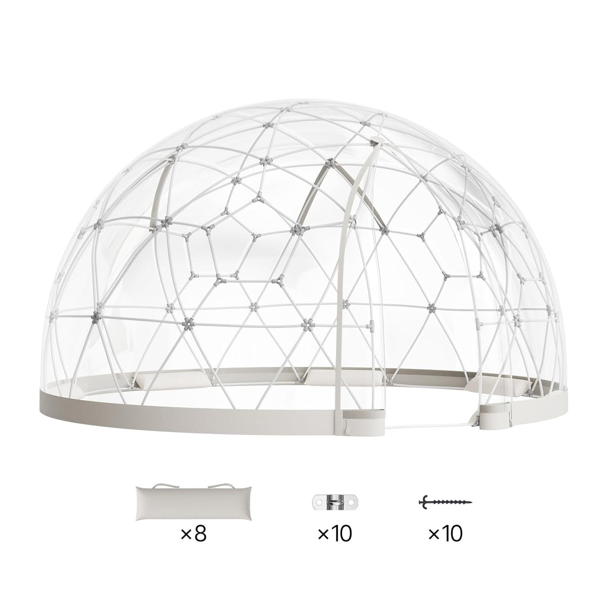 VEVOR Igloo Tuinkoepel, 3,7 x 2,2 m, transparante bubbeltent voor 4-7 personen, weerbestendig, geodetische koepelkas, pvc-iglotent voor tuin, terras, camping, feest