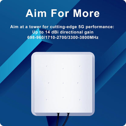 5G Antenne Outdoor 4G LTE Antenne Dual-Polarisatie 14DBi WiFi Antenne 698-2700 | 3300-3800 MHz Signaalrichtantenne MIMO Router Externe Antenne SMA / TS9 antenne, 2x10M kabel, 3G/4G/5G/GSM/GPRS - Wit