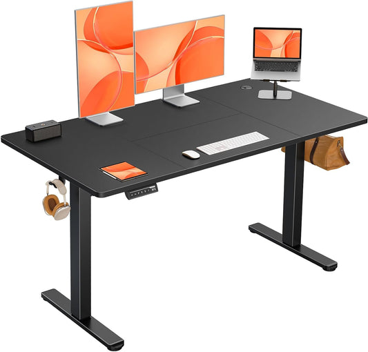 Zit-Sta Bureau – Elektrisch Bureau – Verstelbaar Bureau – Sta Zit Bureau – Ergonomisch Bureau – Zwart – 140 x 70 cm – Met 4 Geheugenstanden – Stil Motor - QUORE