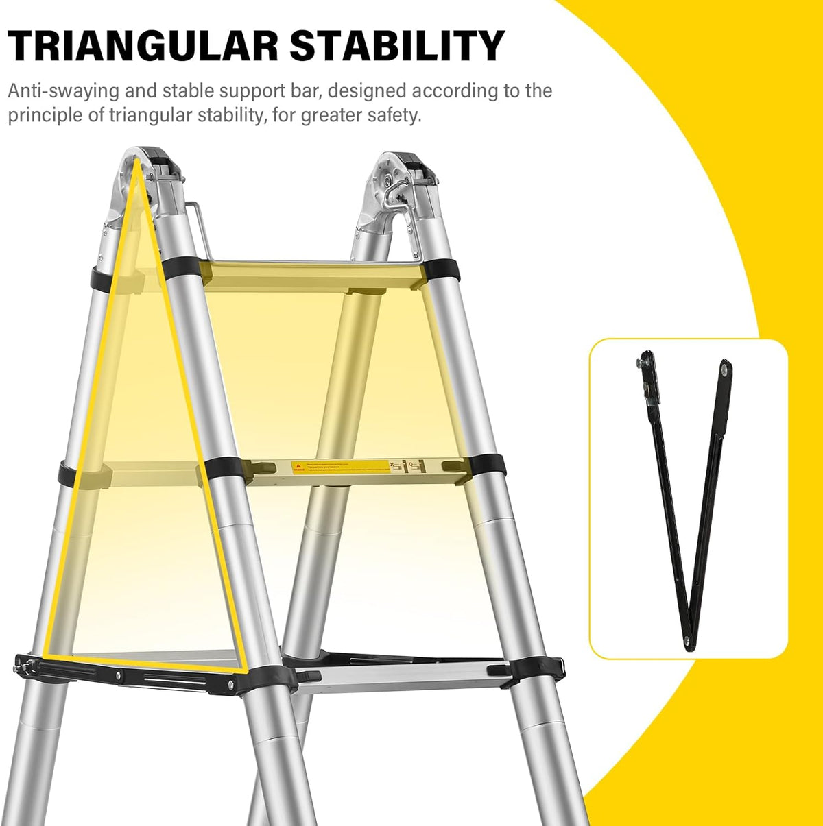 STANEW Telescopische Ladder 5M(2.5+2.5), Telescopische Ladder met 2 Balansbalk, Aluminium Trapladder, Multifunctionele Ladder, 150 kg Belastbaarheid