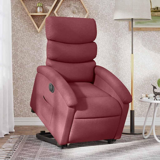 Elektrische Relaxfauteuil – Relaxstoel – TV Fauteuil – Opstahulp Stoel – Elektrische Zitstoel – Wijnrood Stof – Elektrisch Verstelbaar – Opsta-hulp Met Kantelfunctie