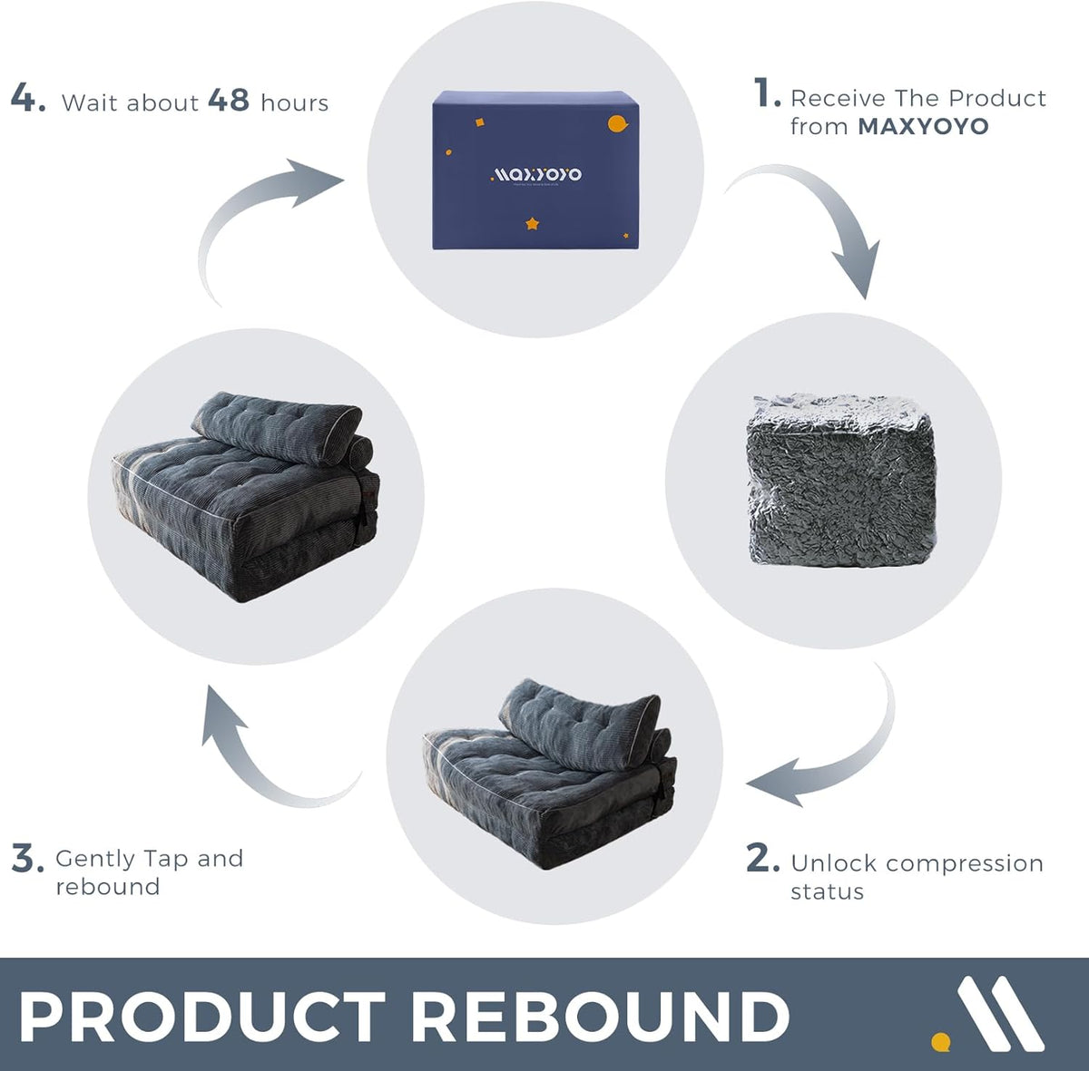 MAXYOYO Opvouwbare slaapbank, converteerbare slaapstoel met kussen, matras met rugsteun, draagbaar stoelbed, comfortabele lounge voor woonkamer, slaapkamer, antraciet, dubbel