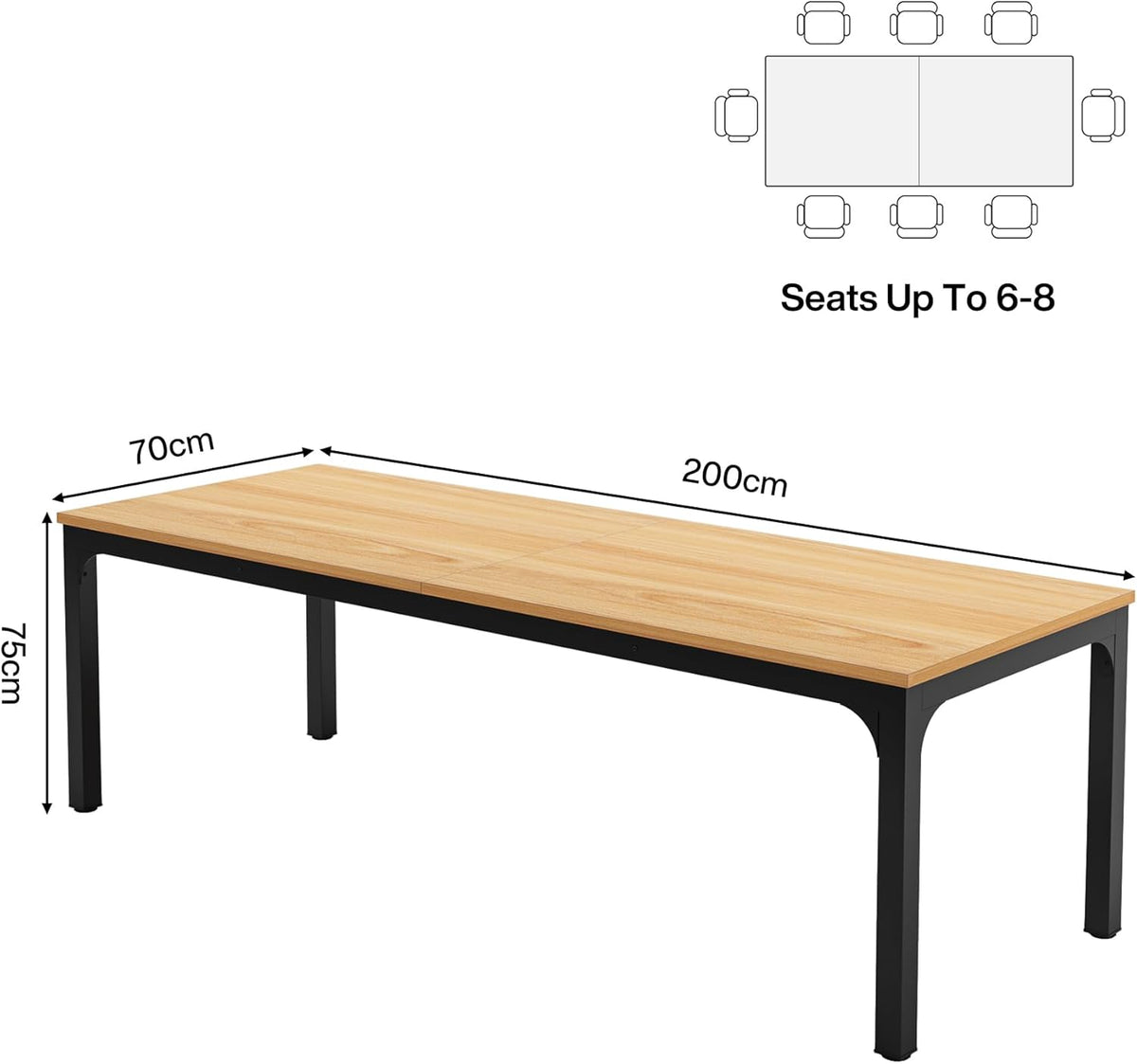 Tribesigns Dining Table for 6-8 People, 78 Inch Large Narrow Long Rectangular Kitchen Dining Table, 8 Seater Rustic Wooden Dining Table for Kitchen, Living Room (Table Only)