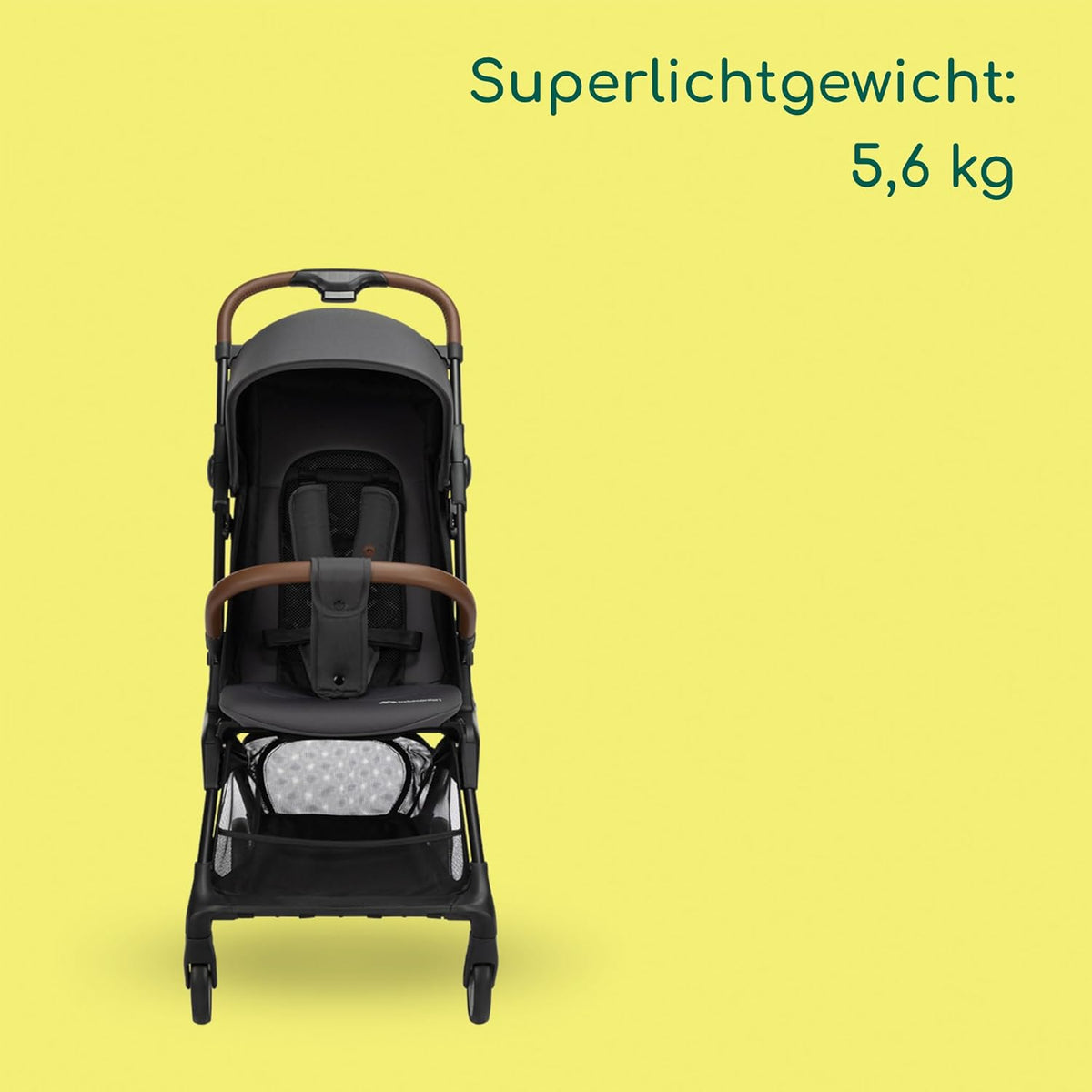 Bebeconfort Zephir Compact Baby Stroller 0-4 Years (Max 22 kg), Lightweight Travel Pram (5.6 kg), Airplane Cab, Flat Reclining and Tilting Storage Basket, Mineral Graphite - QUORE