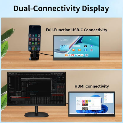 10,1 inch touchscreen mini-monitor, IPS 1540 × 720 USB-C HDMI draagbaar secundair scherm met standaard & luidspreker, gestrekt bar screen voor PC Laptop Rasp PI AIDA64 STEM DIY