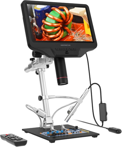 Andonstar AD409 Pro HDMI digitale microscoop met endoscoop, 10,1 inch LCD-scherm soldeermicroscoop, 300X USB elektronische microscoopcamera voor PCB-solderen, muntenverzameling, ondersteunt Windows-pc