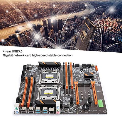 X99 Dual Socket Desktop Moederbord, DDR4 PCI-E SATA3.0 RJ45 NVME M.2 I/O PS/2 E5CPU ATX Gaming Moederbord met Ijzeren Plaat en PIN Kabel