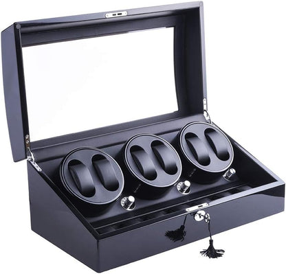 Automatische Horloge-Opwinder – Horlogewinder – Horlogebox – Watch Winder – Horloge-Opwindkast – Geschikt Voor 6 Horloges + 7 Extra Opbergplekken – Superstil <5 dB Met 4 Rotatieprogramma's