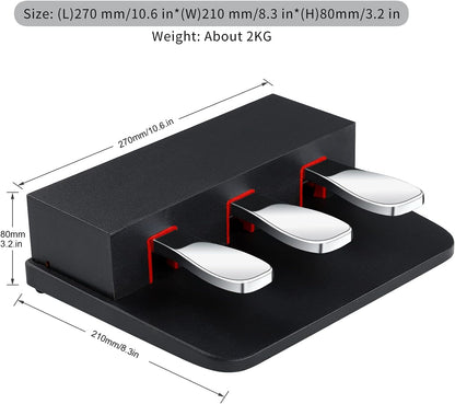 3-Pedaalsunit Voor Digitale Piano Zwart – Pedaalset – Pedaalunit – Sustainpedaal – Pianopedaal – Half-Damper Functie – 1,45 M Kabel