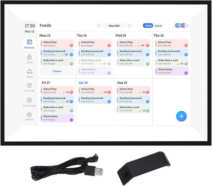 Focket 10,1 inch digitale wandplanner met kalender en takenlijst, interactief display met smart touchscreen, elektronische kalender voor gezinsagenda's, digitale fotolijst
