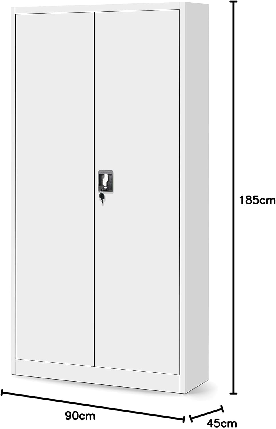 Jan Nowak by Domator24 C001D File Cabinet with Secret Compartment, Metal Cabinet, Office Cabinet, Sheet Steel, Powder Coated, 185 cm x 90 cm x 45 cm (White) - QUORE