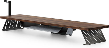 Fenge Monitor Stand Riser met Opslag Plank 108cm, Max Belasting 30KG (Bruin)