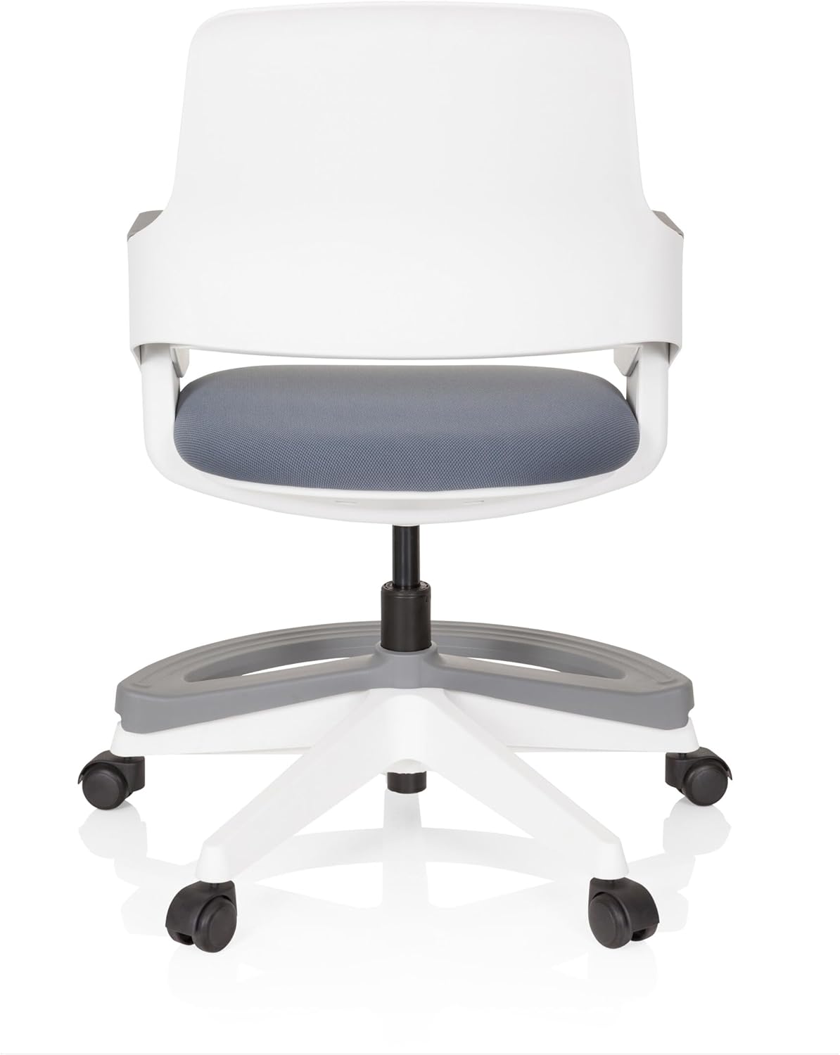 hjh OFFICE 640510 Kid Flex kinder- en tienerstoel van stof, grijs, meegroeiende draaistoel, voetensteun en rugleuning in hoogte verstelbaar
