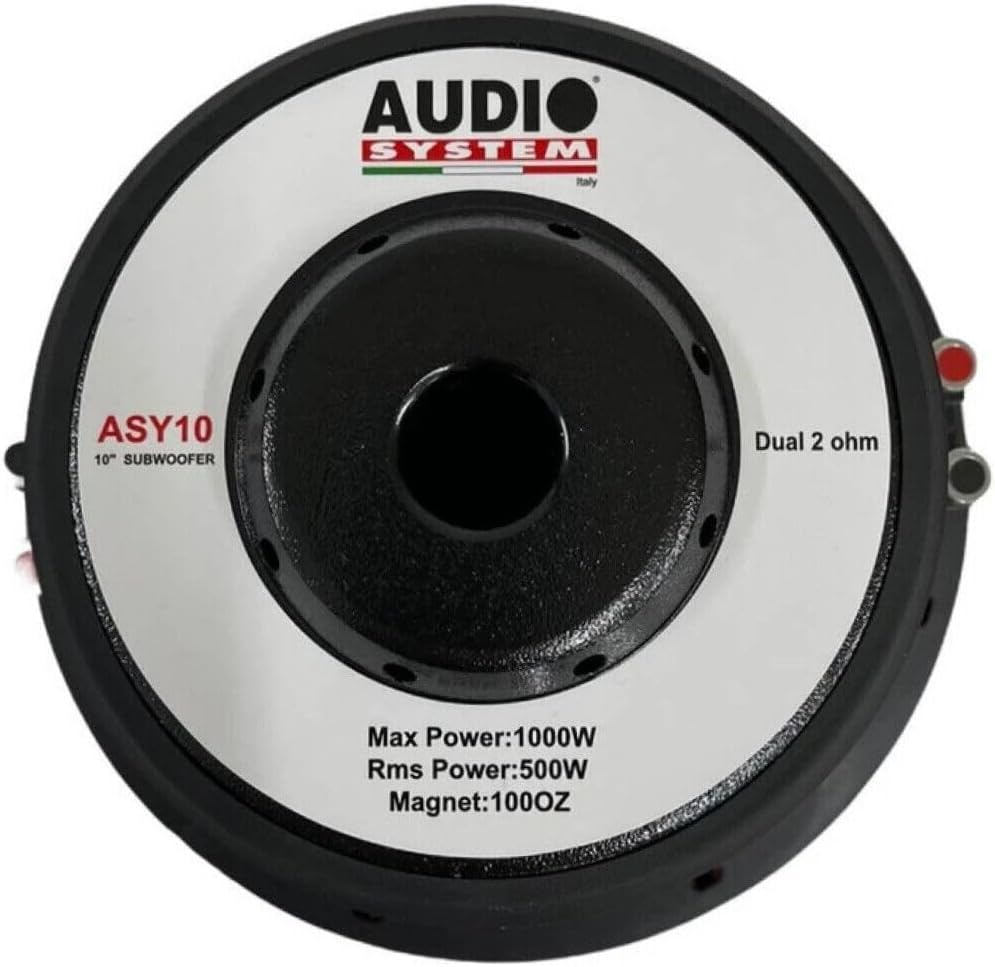 KIT SET VOOR AUDIO SYSTEM ASY10 ASY-10 1 subwoofer 25 cm 10" diameter, dubbele spreekspoel, dubbele spreekspoel, 2+2 ohm, 500 watt rms 1000 watt max, 1 stuk