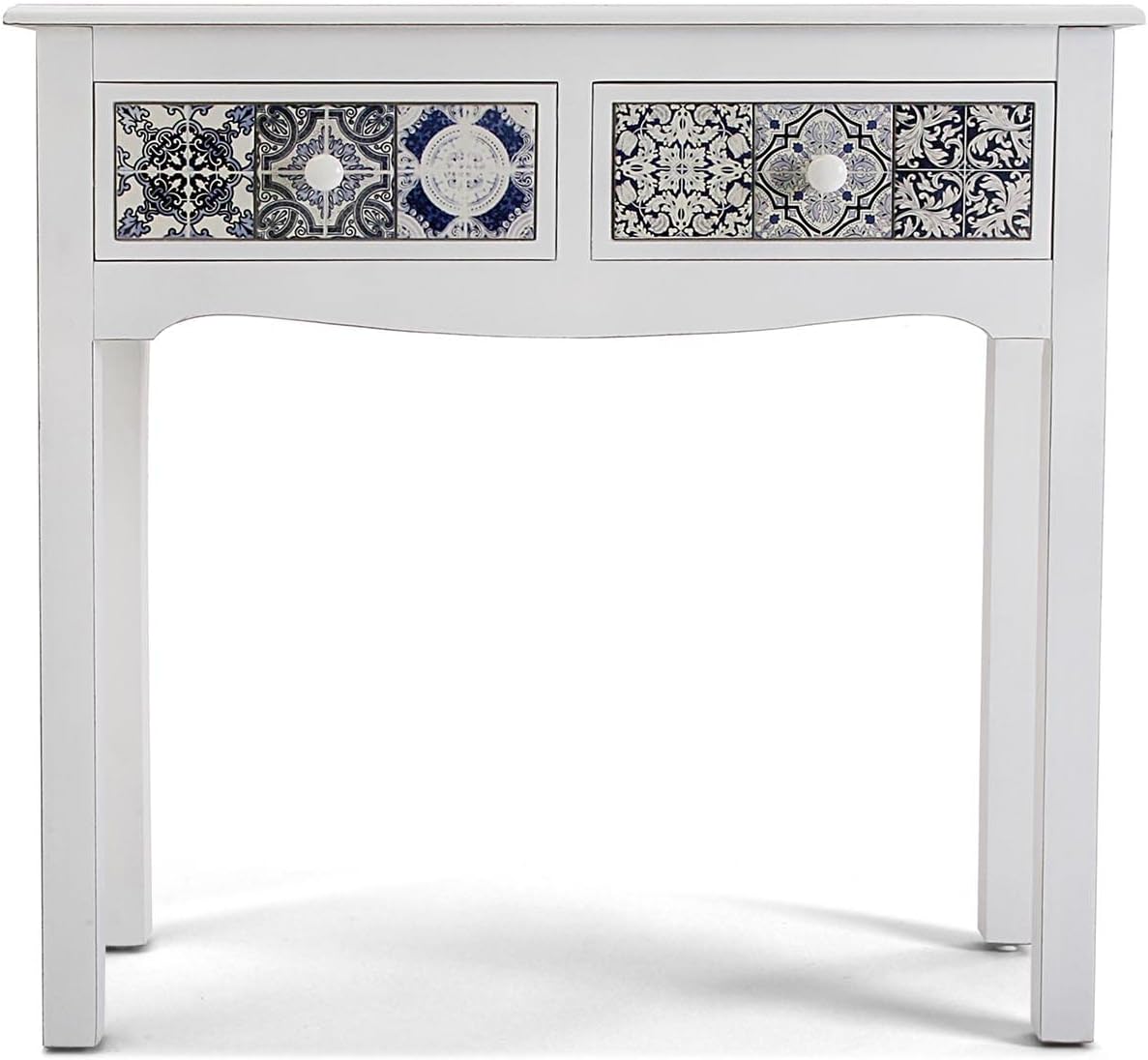 Versa Pireo Smalle hal of vestibule Entree hal meubilair, Console Tafel, met 2 lades, Afmetingen (H x B x H) 78 x 30 x 81 cm, Hout MDF, Kleur Wit