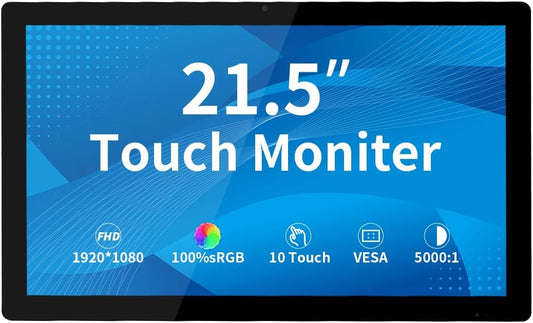 21.5" 1920x1080 Touch Monitor, 10-point capacitive touchscreen, HDMI/VGA interface, integrated speakers, VESA, commercial display - QUORE