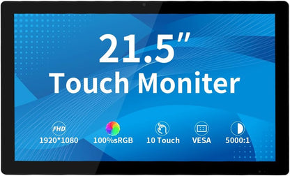 21,5" 1920x1080 Touch Monitor, 10-punts capacitief touchscreen, HDMI/VGA-interface, geïntegreerde luidsprekers, VESA, commercieel display