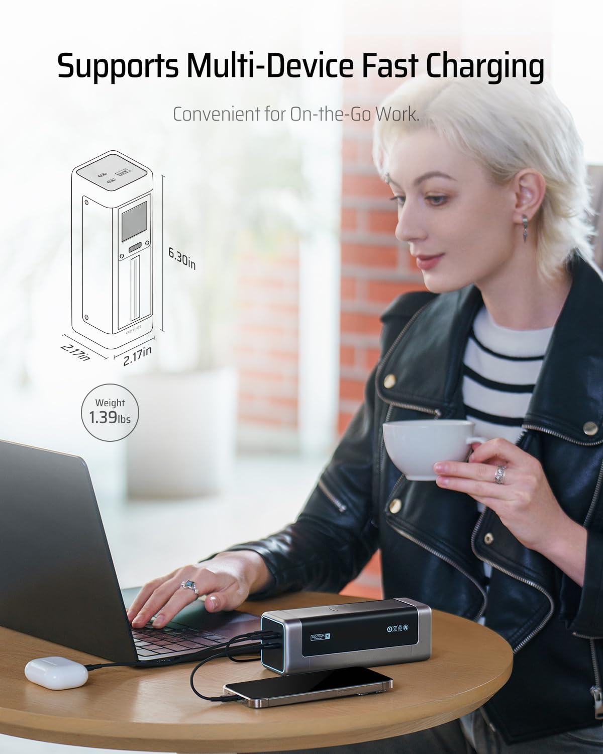 CUKTECH 20 powerbank, 25000 mAh, 210 W, draagbare oplader met 3 poorten, laptoplader, USB C PD 140 W, digitaal display, snel opladen voor laptop, MacBookPro, GalaxyS23, iPhone15