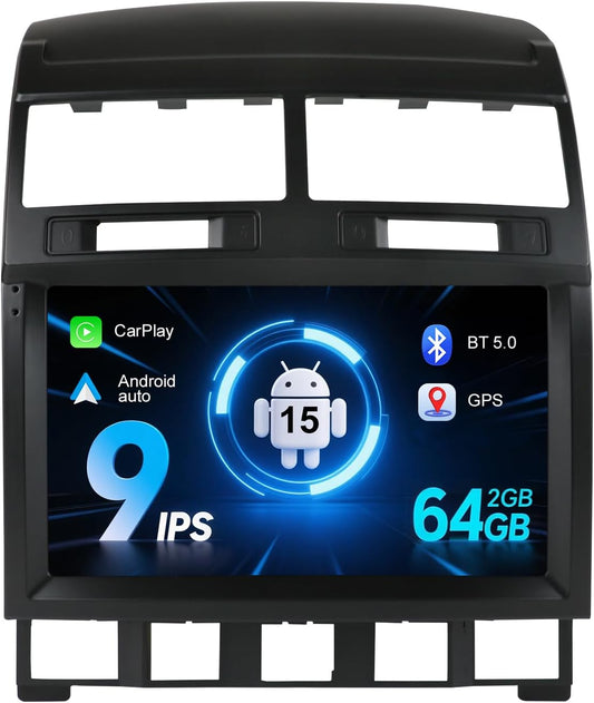 2G + 64G autoradio Android 15 voor VW Touareg 7L 2003-2010 met Carplay Android Auto DSP touchscreen 9 inch - Mirror Link GPS WiFi BT FM/RDS SWC Fast Boot Camera