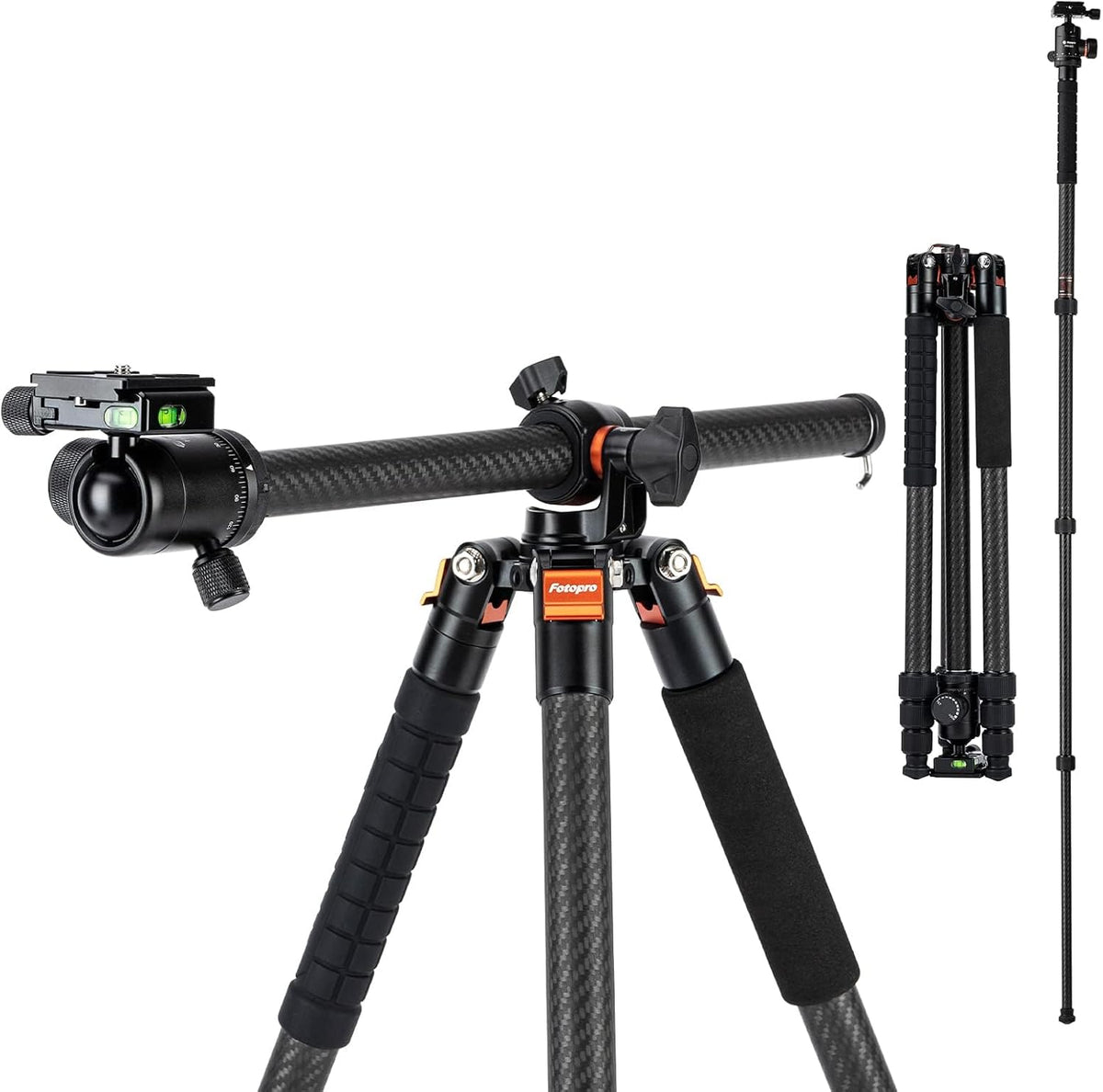 Fotopro Horizontale Camera Statief 75 Inch Koolstofvezel 360 Graden Kogelkop Quick Release Plaat DSLR Statief voor Reizen Camera Video Camcorder