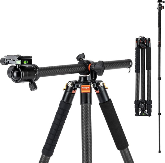 Fotopro Horizontale Camera Statief 75 Inch Koolstofvezel 360 Graden Kogelkop Quick Release Plaat DSLR Statief voor Reizen Camera Video Camcorder