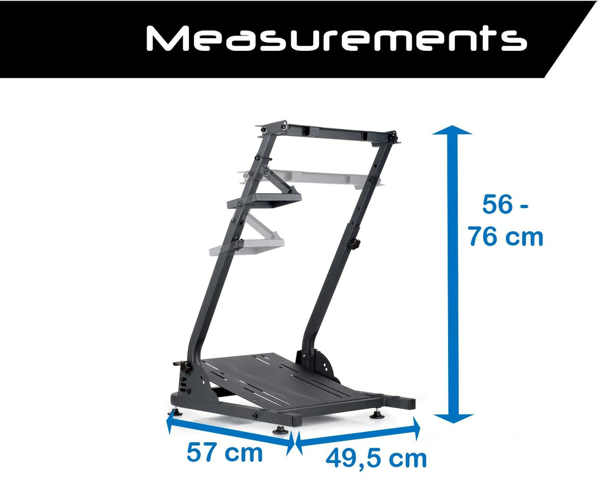 Universele Stuurstand – Stuurwielhouder – Pedalenstandaard – Schakelpookhouder – Simracing Frame – Verstelbare Hoogte 56-76 cm – Robuust Carbonstaal Mat Zwart