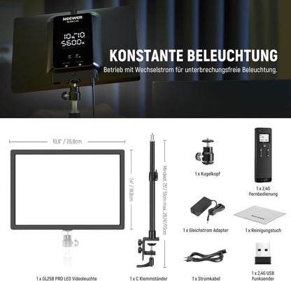 Videolamp – Streaming Licht – Webcam Lamp – Key Light – LED Paneel – 12,9 Inch – Dimbaar 2900K-7000K CRI98+