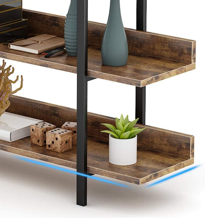 Tribesigns 5 Tier Bookshelf, Industrial Standing Shelf, Ladder Shelf, Steel Frame Storage Rack Bookcase, Easy Assembly, Rustic Brown