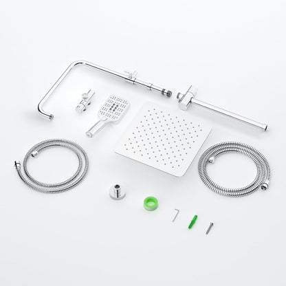 Vierkante Regendouche – Douche Systeem – Douche Set – Regendoucheset – Handdouche – 30x30 cm – 3-standen Handdouche – Verstelbare RVS Doucherail