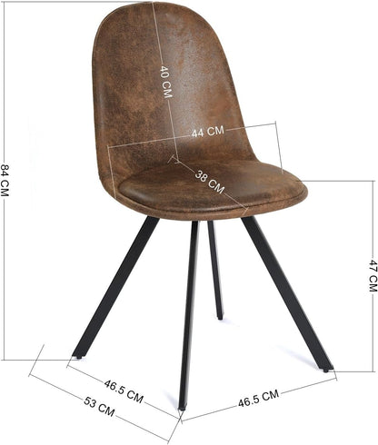 FurnitureR Rolling Seat Eetkamerstoelen, Beddengoed, Suede Bruin, D38xB44xH84CM
