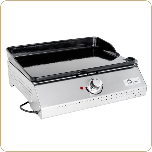 LITTLE BALANCE 8713 Biscarosse 50-35, elektrische grillplaat, geëmailleerd gietijzer, XL, 2150 W, 100% Franse productie, roestvrij staal
