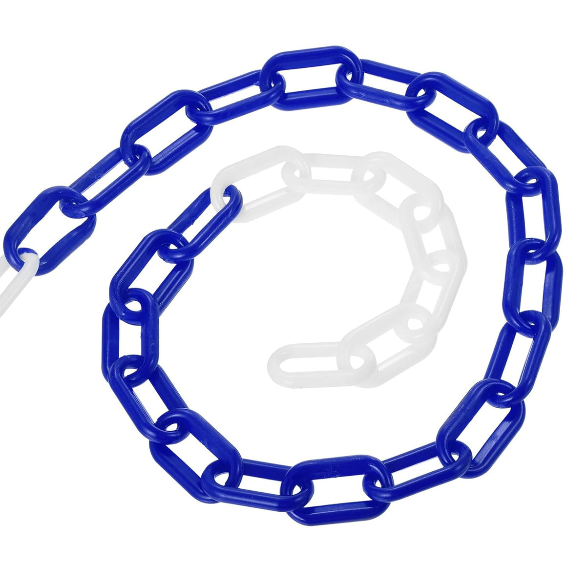 PATIKIL 300 ft kunststof afsluitketting, veiligheidsafsluitketting, kunststof kettingschakels, Crowd Control barrier voor hek, poort, tuin, bouw, oprit, lift, parkeerplaats, blauw-wit