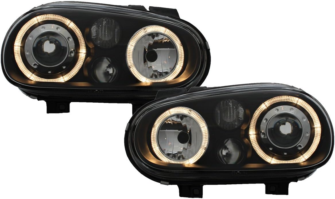 Set Koplampen passend voor Volkswagen Golf IV 1998-2003 - Zwart - incl. Angel-Eyes