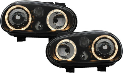 Set Koplampen passend voor Volkswagen Golf IV 1998-2003 - Zwart - incl. Angel-Eyes