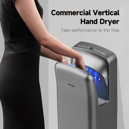 anydry 2005H Handdroger, Commerciële Elektrische Handdroger, met HEPA-filter, Super Krachtig, 7-10 Seconden om te Drogen, 1750-2050W (Zilver)
