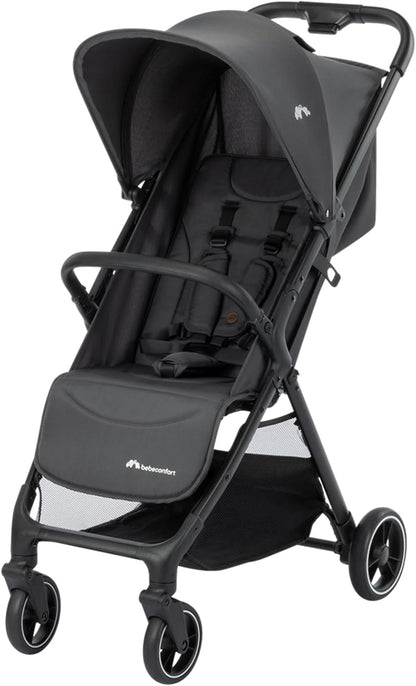 Bebeconfort Azur, Compacte Kinderwagen, 0-3 jaar (15 kg), Lichtgewicht Kinderwagen, Automatisch Inklappen met één Hand, Naadloos Verstelbaar Naar Vlakke Ligstand, Grote Mand, Mineral Graphite