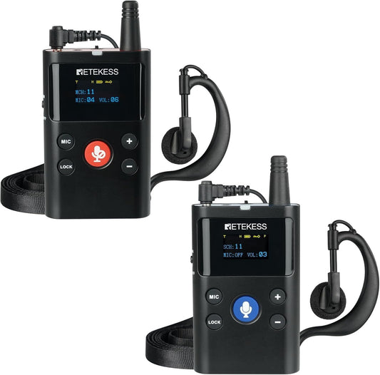 Draadloos Communicatiesysteem – Intercom – Tourguide Systeem – Communicatieset – Set Met 1 Zender En 1 Ontvanger – Tweerichtingscommunicatie – Bereik Tot 280 Meter Buitenshuis