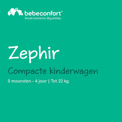 Bebeconfort Zephir, compacte babykinderwagen, 0-4 jaar (max. 22kg), lichtgewicht reiskinderwagen (5.6kg), geschikt voor in vliegtuigcabine, vlakke ligstand en kantelbaar, opbergmand, Mineral Graphite